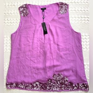 NWT Talbots 100% Silk Sequined Tank Top Pink-Purple 16